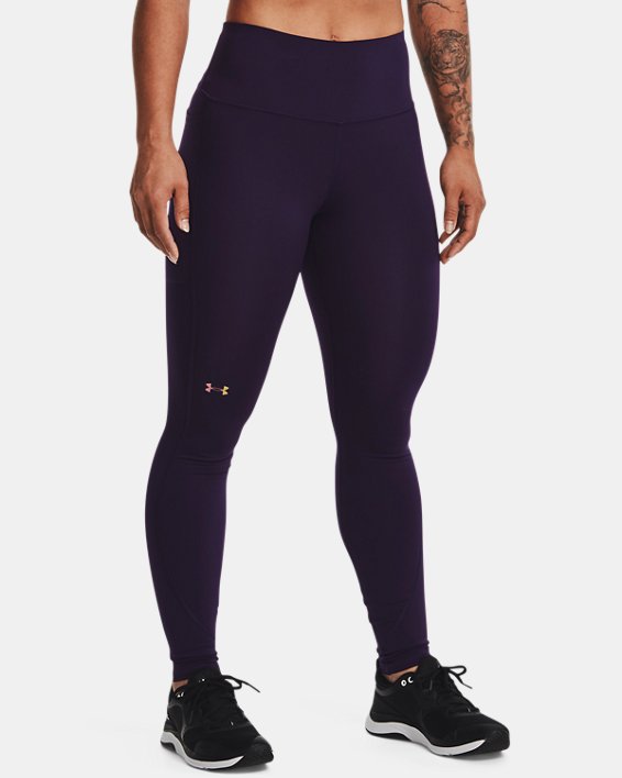 Damen UA RUSH™ Leggings mit No-Slip-Bund, volle Länge, Purple, pdpMainDesktop image number 4